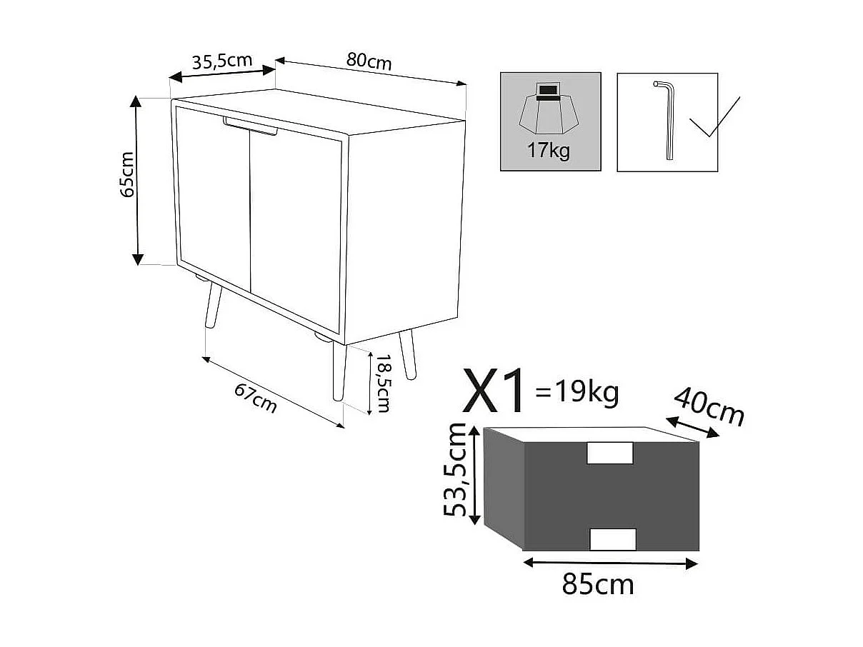 MilaniHome.it - Mobiletto 2 Ante Colorate Stile Industriale Cm 80x35,5x66,8 H Per Interno Camera Cameretta Salotto Ingresso Cucinadi coloreMulticolor