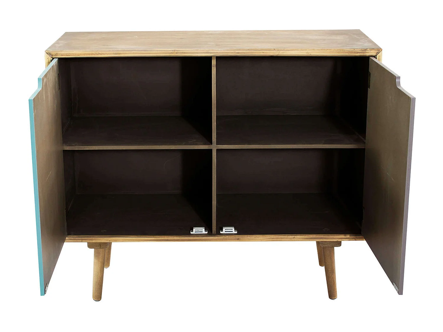 Milani Home - cassettiera mobiletto 2 ante in legno, multicolor, 80 x 36 x 67 cm, per camera, ingresso e salotto