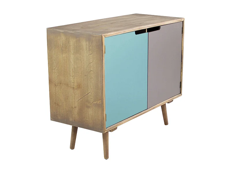 MilaniHome.it - Mobiletto 2 Ante Colorate Stile Industriale Cm 80x35,5x66,8 H Per Interno Camera Cameretta Salotto Ingresso Cucinadi coloreMulticolor