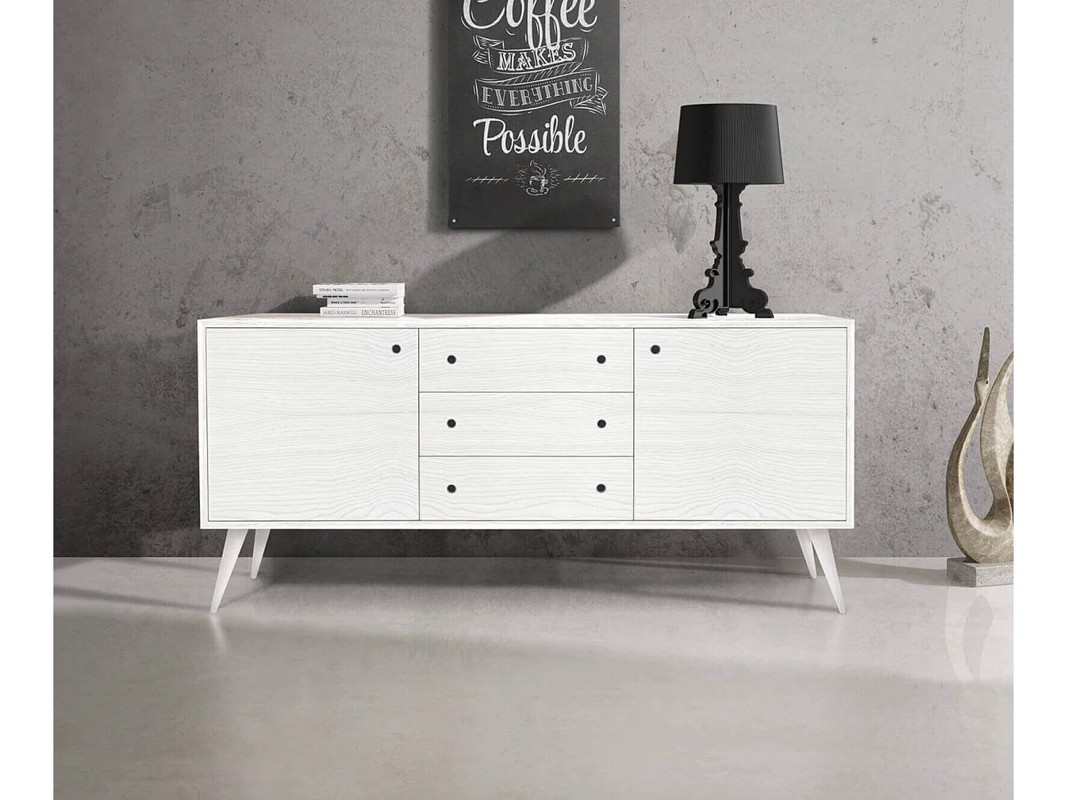 MilaniHome.it - Mobile Base Abete Spazzolato Cm 185x50x84 H Bianca Per Cucina Sala Da Pranzo Salotto Soggiorno Camera Da Letto Ufficiodi coloreBianco