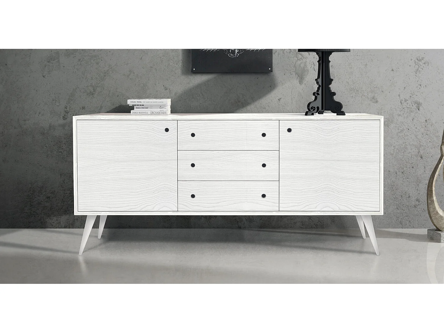 MilaniHome.it - Mobile Base Abete Spazzolato Cm 185x50x84 H Bianca Per Cucina Sala Da Pranzo Salotto Soggiorno Camera Da Letto Ufficiodi coloreBianco