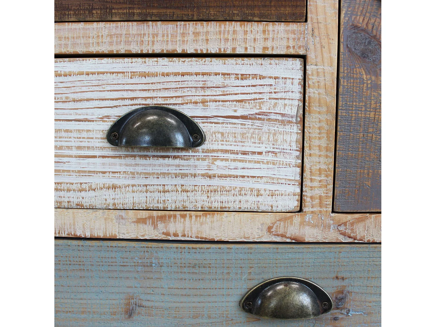 MilaniHome.it - Cassettiera In Legno Mobile Per Interno Con 6 E Un Anta Cassetti Di Design Stile Country Moderno Vintagedi coloreMulticolor