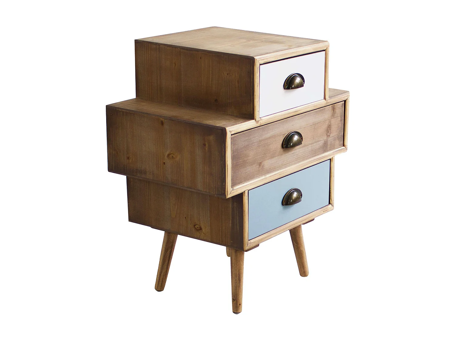 Milani Home - Mobiletto 3 Cassetti Colorati Stile Industriale Cm 50x35x49,50 H Per Interno Camera Cameretta Salotto Ingresso Ufficio - Multicolor