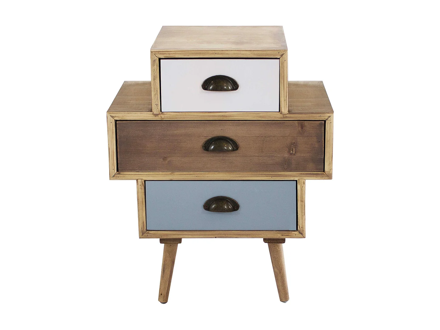 Milani Home - Mobiletto 3 Cassetti Colorati Stile Industriale Cm 50x35x49,50 H Per Interno Camera Cameretta Salotto Ingresso Ufficio - Multicolor