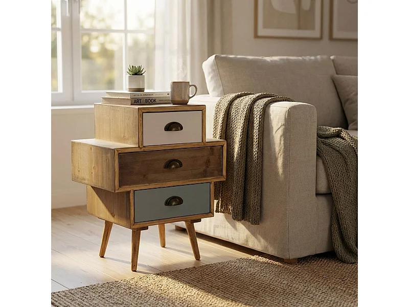 MilaniHome.it - Mobiletto 3 Cassetti Colorati Stile Industriale Cm 50x35x49,50 H Per Interno Camera Cameretta Salotto Ingresso Ufficiodi coloreMulticolor