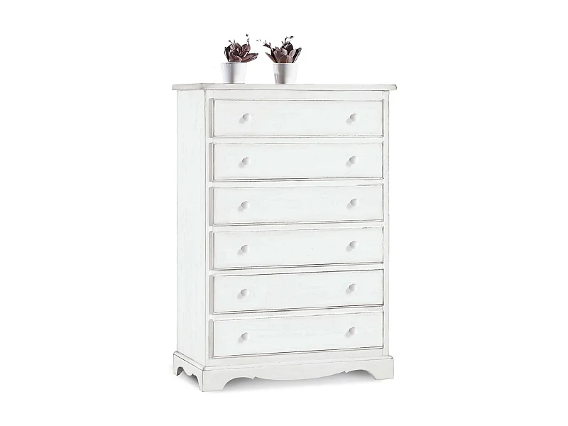 MilaniHome.it - Cassettiera In Legno Massello 97x49x140di coloreBianco