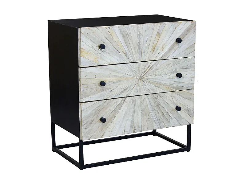 MilaniHome.it - Mobile con decoro naturale con 3 cassetti in legno di mango con struttura in ferro cm 75x45x81 hdi coloreMarrone