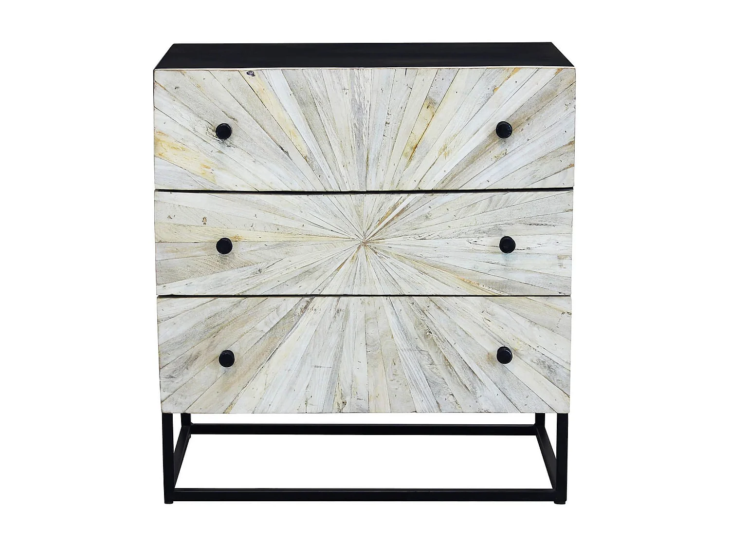 MilaniHome.it - Mobile con decoro naturale con 3 cassetti in legno di mango con struttura in ferro cm 75x45x81 hdi coloreMarrone