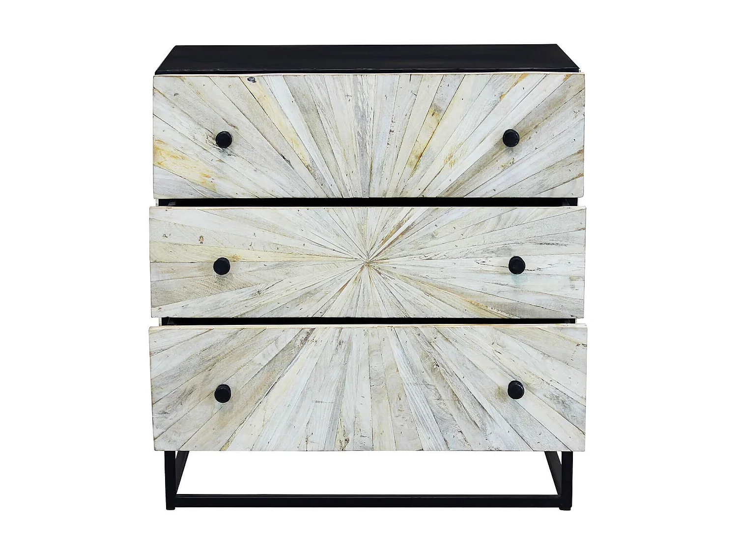 MilaniHome.it - Mobile con decoro naturale con 3 cassetti in legno di mango con struttura in ferro cm 75x45x81 hdi coloreMarrone