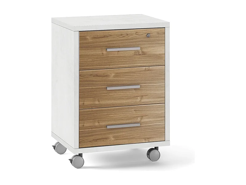MilaniHome.it - cassettiera per ufficio 3 cassetti con ruote di design moderno cm 51 l x 41 p x 71 hdi coloreMarrone