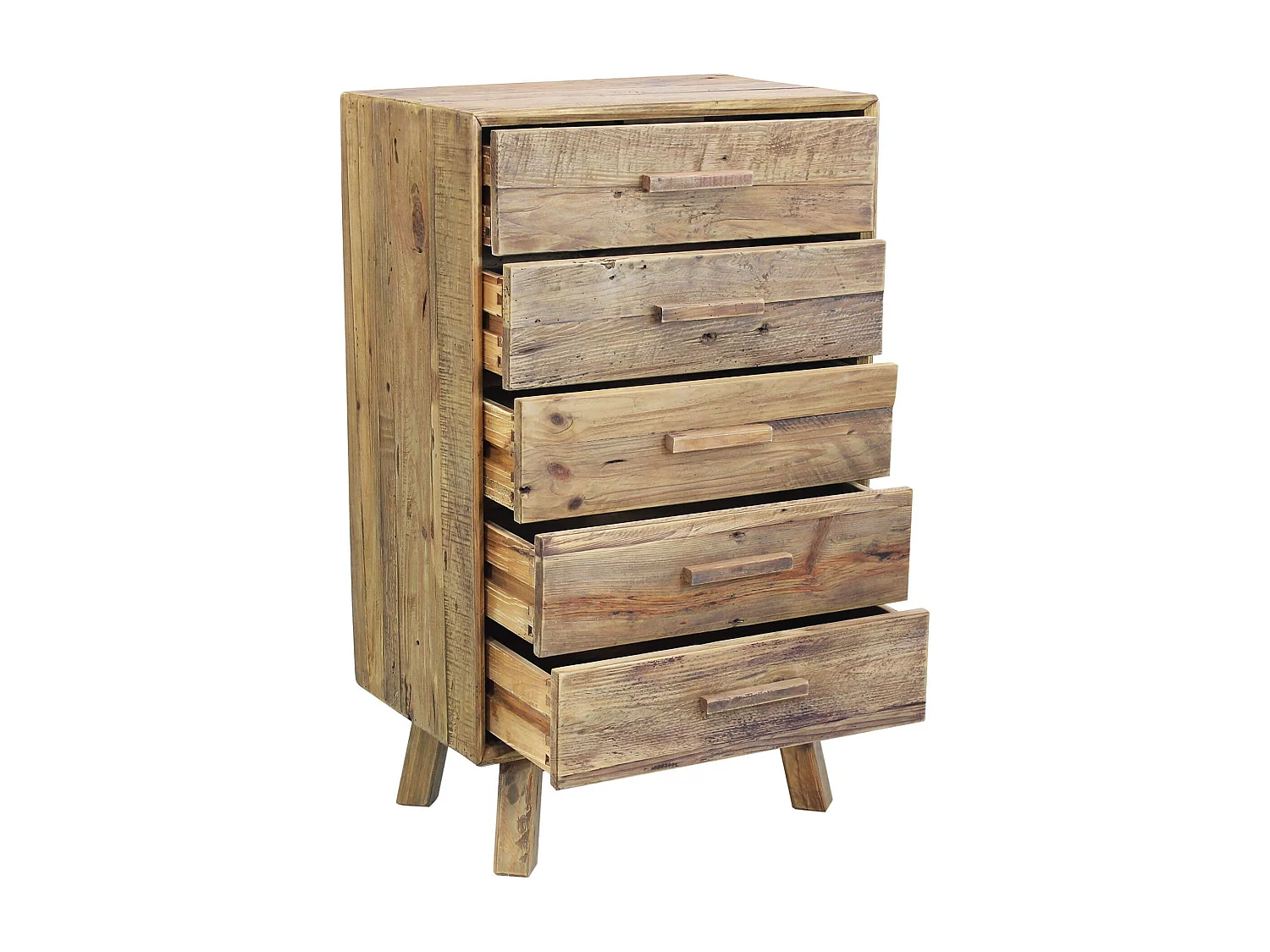 MilaniHome.it - cassettiera di design moderno in legno di pino riciclato massiccio stile moderno vintagedi coloreMarrone