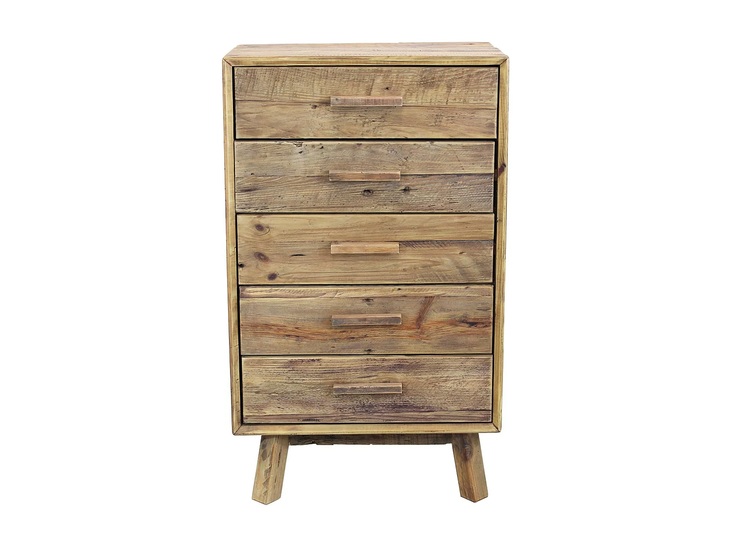 MilaniHome.it - cassettiera di design moderno in legno di pino riciclato massiccio stile moderno vintagedi coloreMarrone