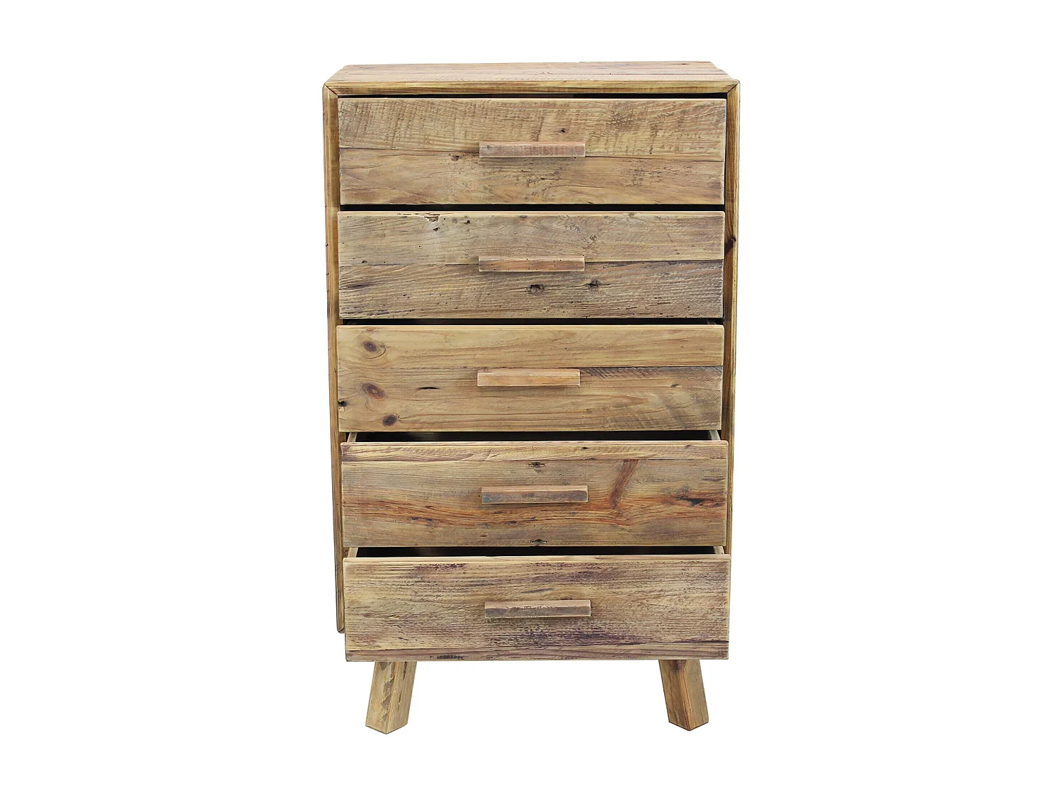 MilaniHome.it - cassettiera di design moderno in legno di pino riciclato massiccio stile moderno vintagedi coloreMarrone