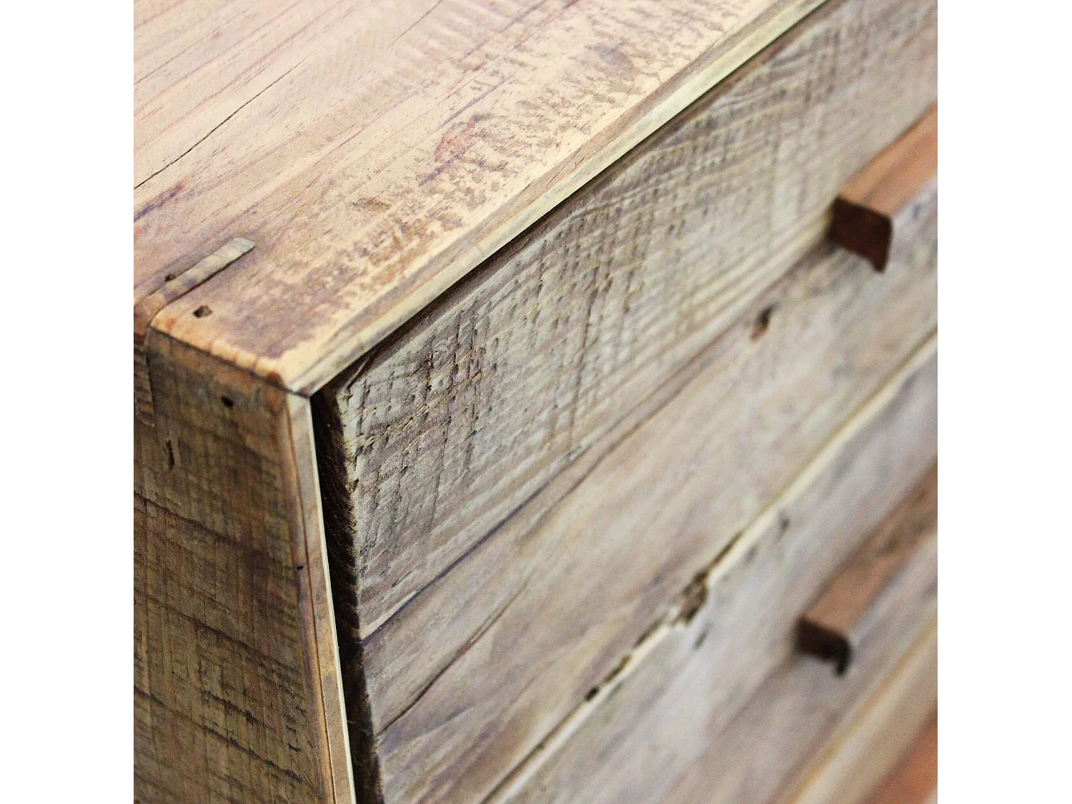 MilaniHome.it - cassettiera di design moderno in legno di pino riciclato massiccio stile moderno vintagedi coloreMarrone