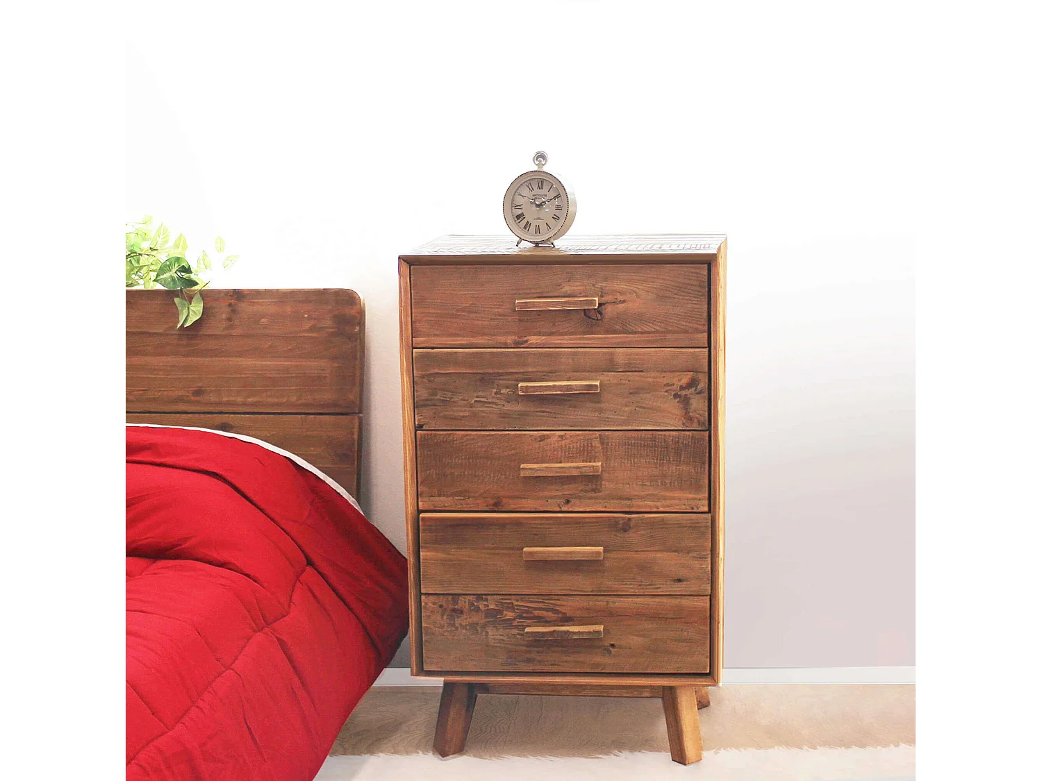 MilaniHome.it - cassettiera di design moderno in legno di pino riciclato massiccio stile moderno vintagedi coloreMarrone