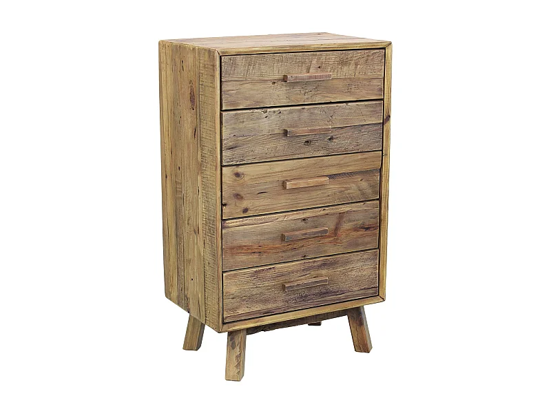 MilaniHome.it - cassettiera di design moderno in legno di pino riciclato massiccio stile moderno vintagedi coloreMarrone