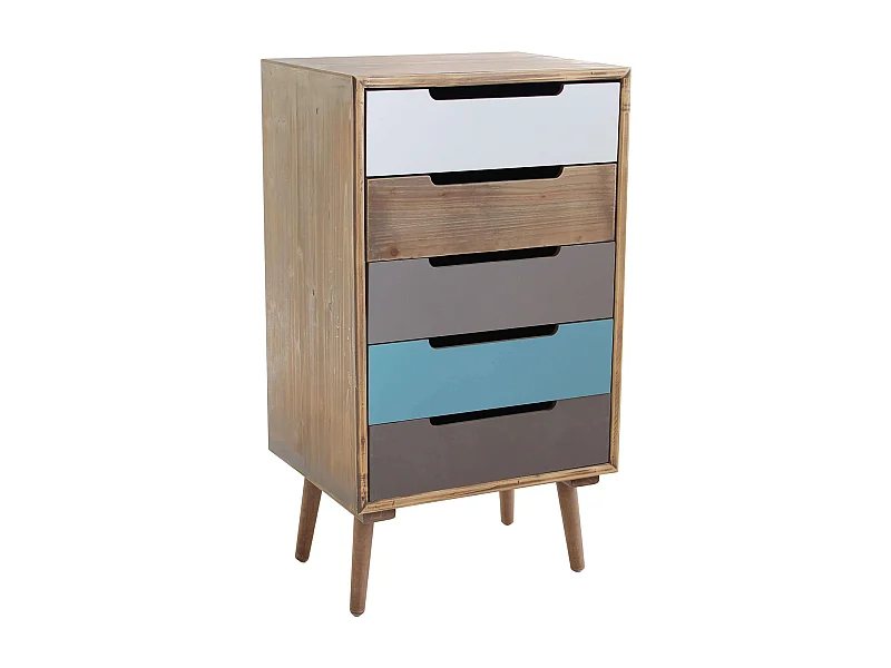 MilaniHome.it - Mobiletto 5 Cassetti Per Interno Camera Cameretta Salotto Ingresso Cucina Cm 45x36,5x81,5di coloreMulticolor