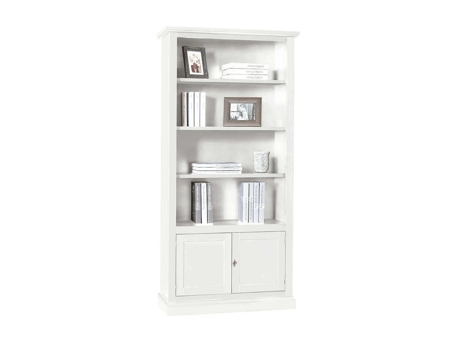 MilaniHome.it - Libreria Bianca 90x41x186 Per Interno Sala Da Pranzo Salotto Cucina Arte Povera Massellodi coloreBianco