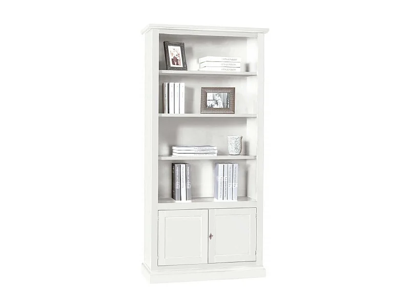 MilaniHome.it - Libreria Bianca 90x41x186 Per Interno Sala Da Pranzo Salotto Cucina Arte Povera Massellodi coloreBianco