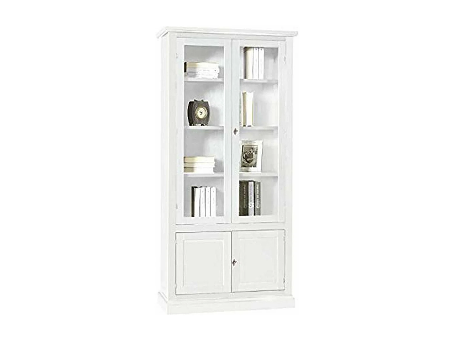 MilaniHome.it - Mobile Con Vetrina In Legno Massello 90x41x186di coloreBianco
