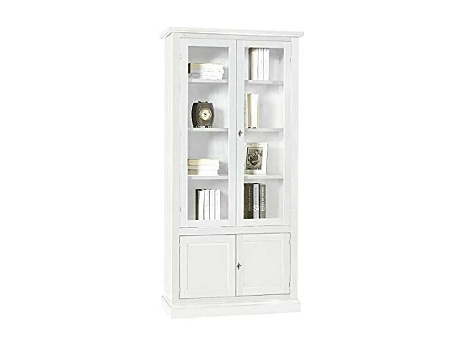 MilaniHome.it - Mobile Con Vetrina In Legno Massello 90x41x186di coloreBianco