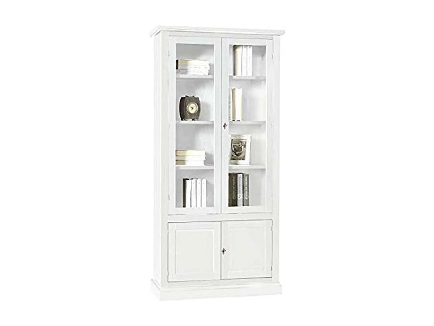 MilaniHome.it - Mobile Con Vetrina In Legno Massello 90x41x186di coloreBianco