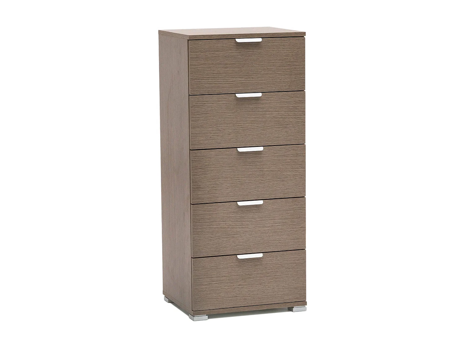 Milani Home - cassettiera 5 cassetti per soggiorno cucina bagno fatto in Italia cm 45x38x103 h - Rovere grigio