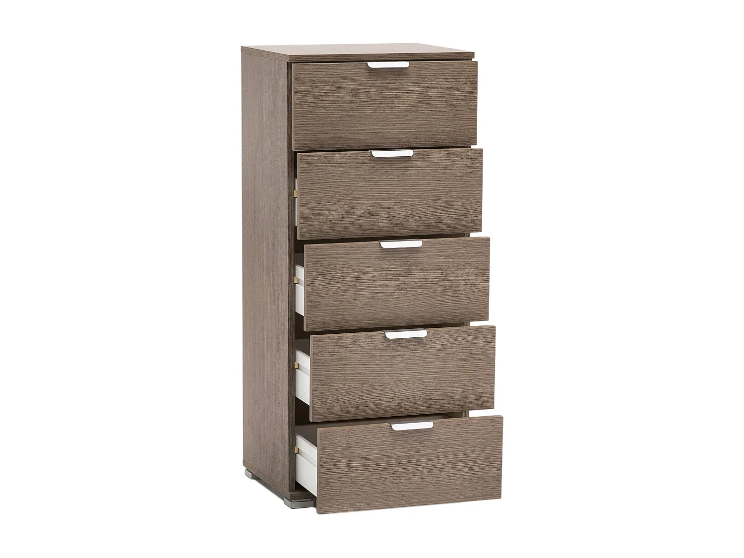 Milani Home - cassettiera 5 cassetti per soggiorno cucina bagno fatto in Italia cm 45x38x103 h - Rovere grigio