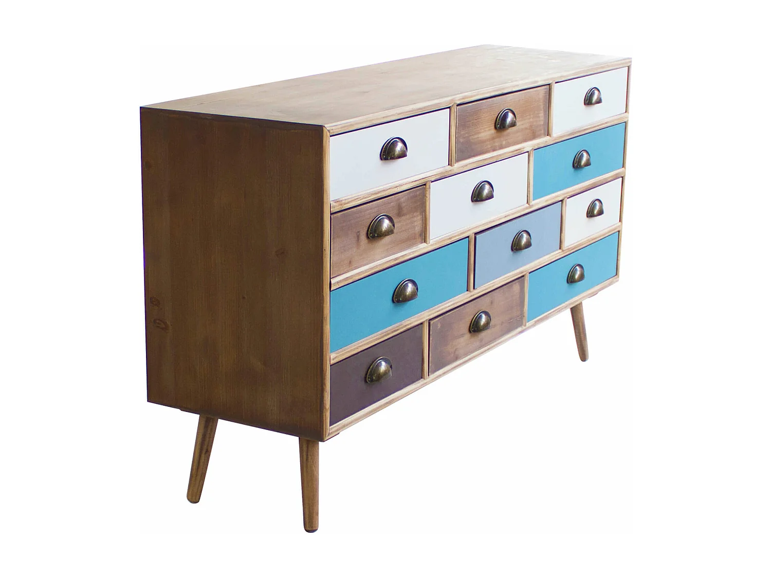 MilaniHome.it - Mobile 12 Cassetti 120x36,5x67 Per Interno Camera Cameretta Salotto Ingresso Cucinadi coloreMulticolor