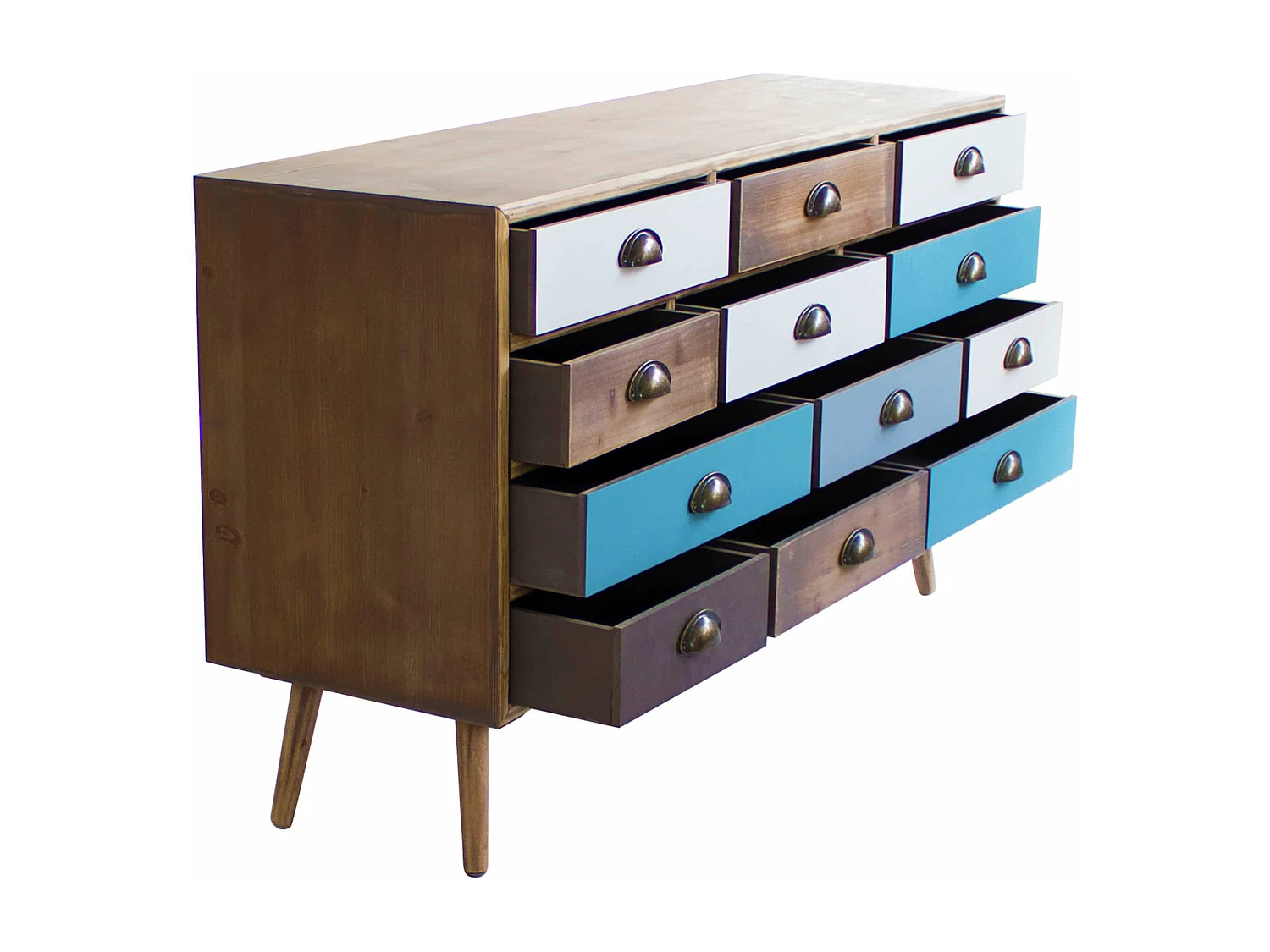 MilaniHome.it - Mobile 12 Cassetti 120x36,5x67 Per Interno Camera Cameretta Salotto Ingresso Cucinadi coloreMulticolor