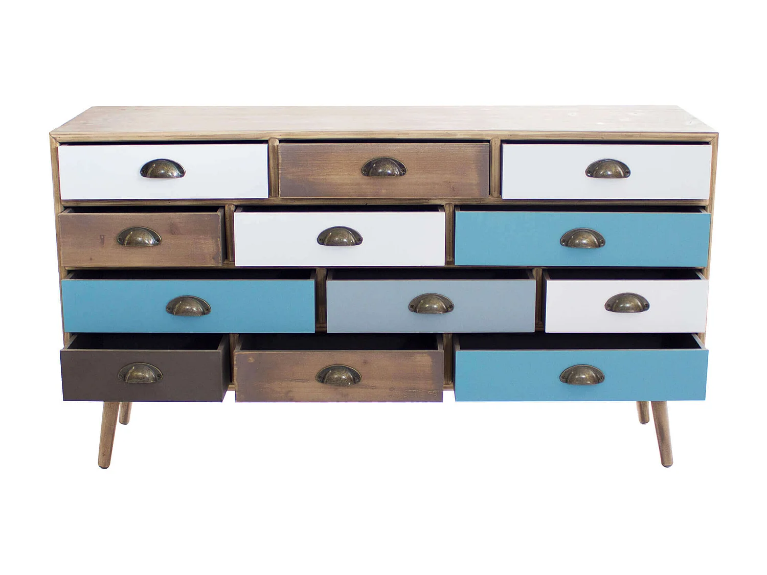 MilaniHome.it - Mobile 12 Cassetti 120x36,5x67 Per Interno Camera Cameretta Salotto Ingresso Cucinadi coloreMulticolor