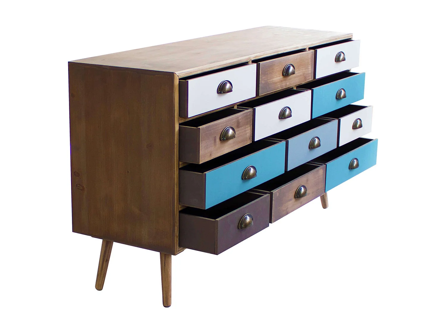 MilaniHome.it - Mobile 12 Cassetti 120x36,5x67 Per Interno Camera Cameretta Salotto Ingresso Cucinadi coloreMulticolor