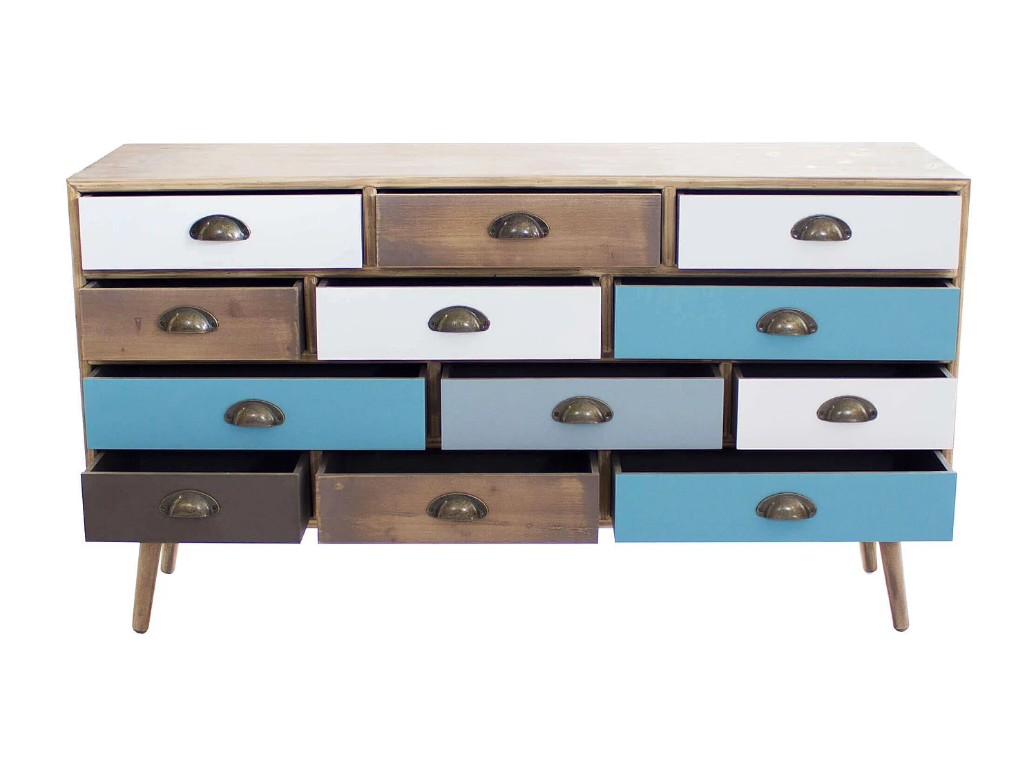 MilaniHome.it - Mobile 12 Cassetti 120x36,5x67 Per Interno Camera Cameretta Salotto Ingresso Cucinadi coloreMulticolor