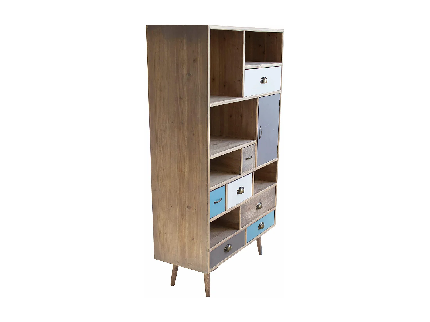 MilaniHome.it - Mobile 6 Ripiani 1 Anta 7 Cassetti Colorati Cm 80x36,5x139 H Per Interno Camera Cameretta Salotto Ingressodi coloreMulticolor