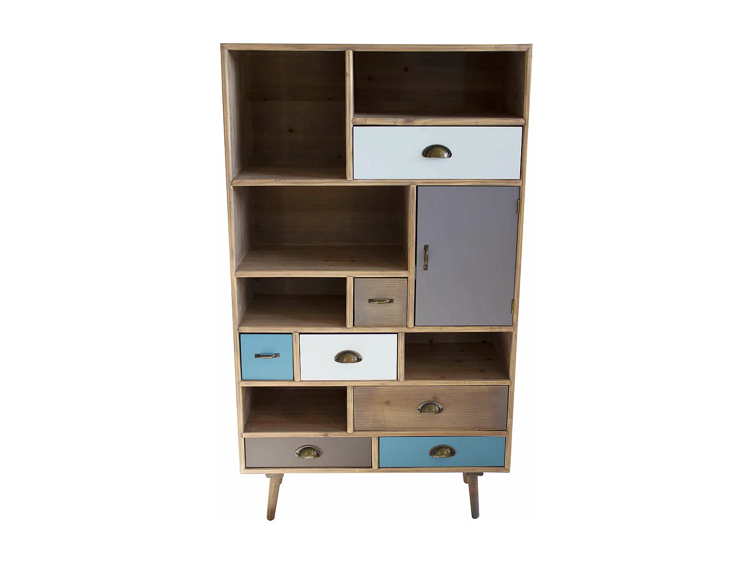 MilaniHome.it - Mobile 6 Ripiani 1 Anta 7 Cassetti Colorati Cm 80x36,5x139 H Per Interno Camera Cameretta Salotto Ingressodi coloreMulticolor