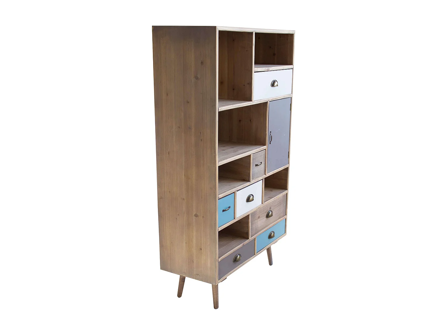 MilaniHome.it - Mobile 6 Ripiani 1 Anta 7 Cassetti Colorati Cm 80x36,5x139 H Per Interno Camera Cameretta Salotto Ingressodi coloreMulticolor