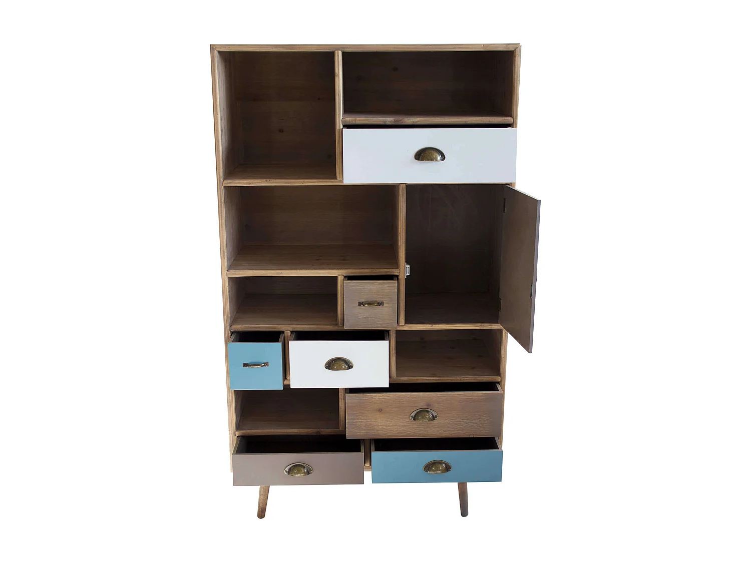 MilaniHome.it - Mobile 6 Ripiani 1 Anta 7 Cassetti Colorati Cm 80x36,5x139 H Per Interno Camera Cameretta Salotto Ingressodi coloreMulticolor