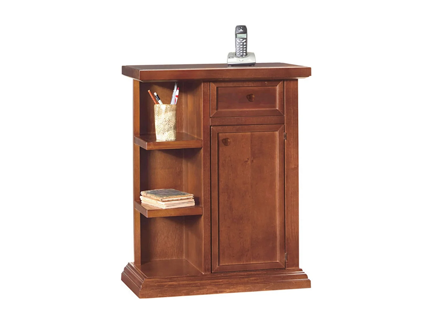 MilaniHome.it - Mobile Portatelefono In Legno Massello 60x36x73 hdi coloreTinta noce