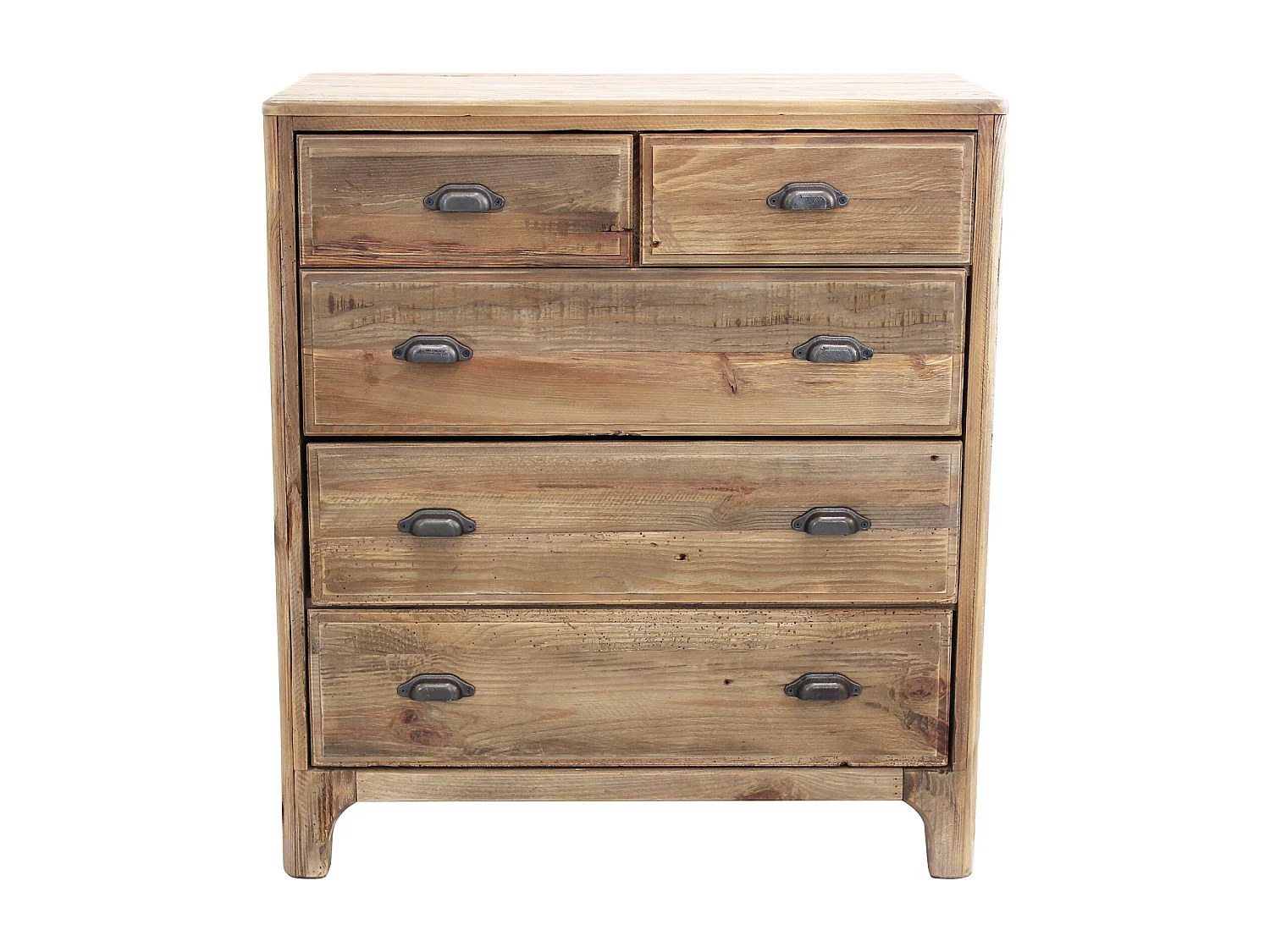 MilaniHome.it - cassettiera con 5 cassetti in legno di pino riciclato di design moderno in legno invecchiato pezzo unico cm 90x48x100 hdi coloreMarrone