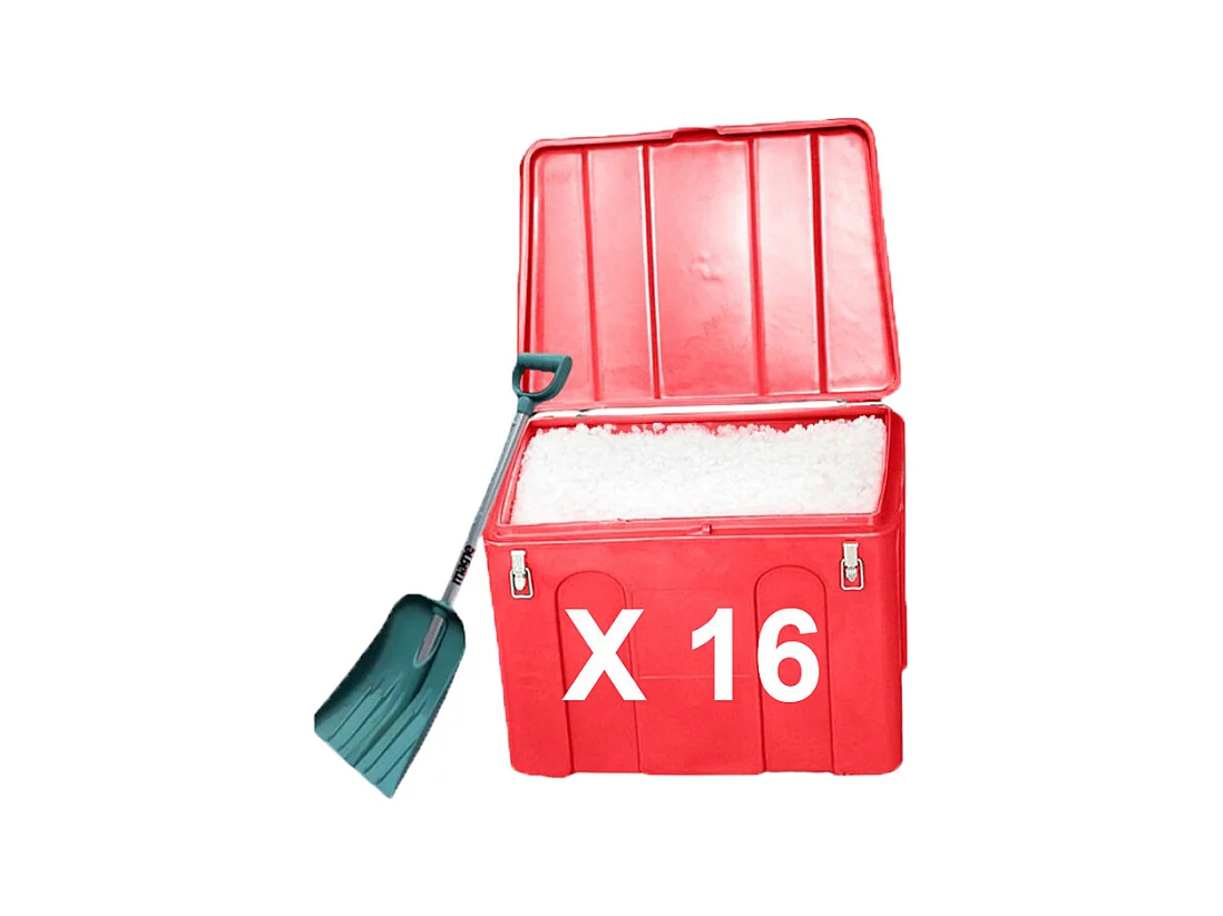 Bac à Sable Incendie/ à Sel De Déneigement 140l + Pelle- Lot De 16