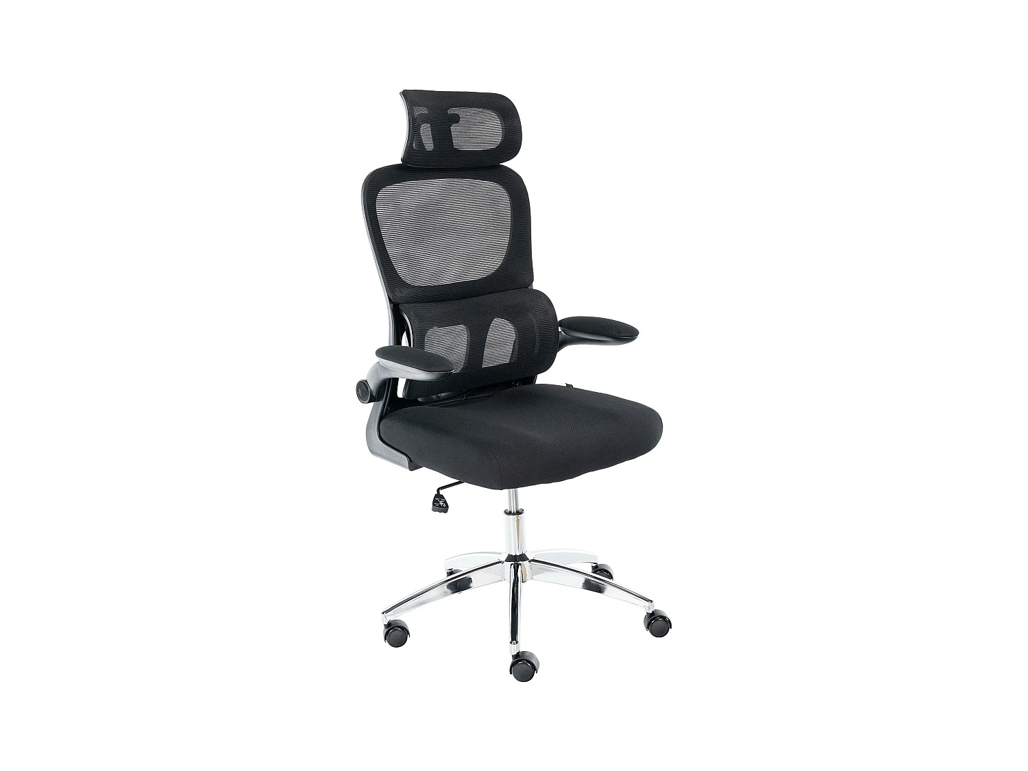 Chaise de bureau - Tissu & Métal chromé - Noir - Overton