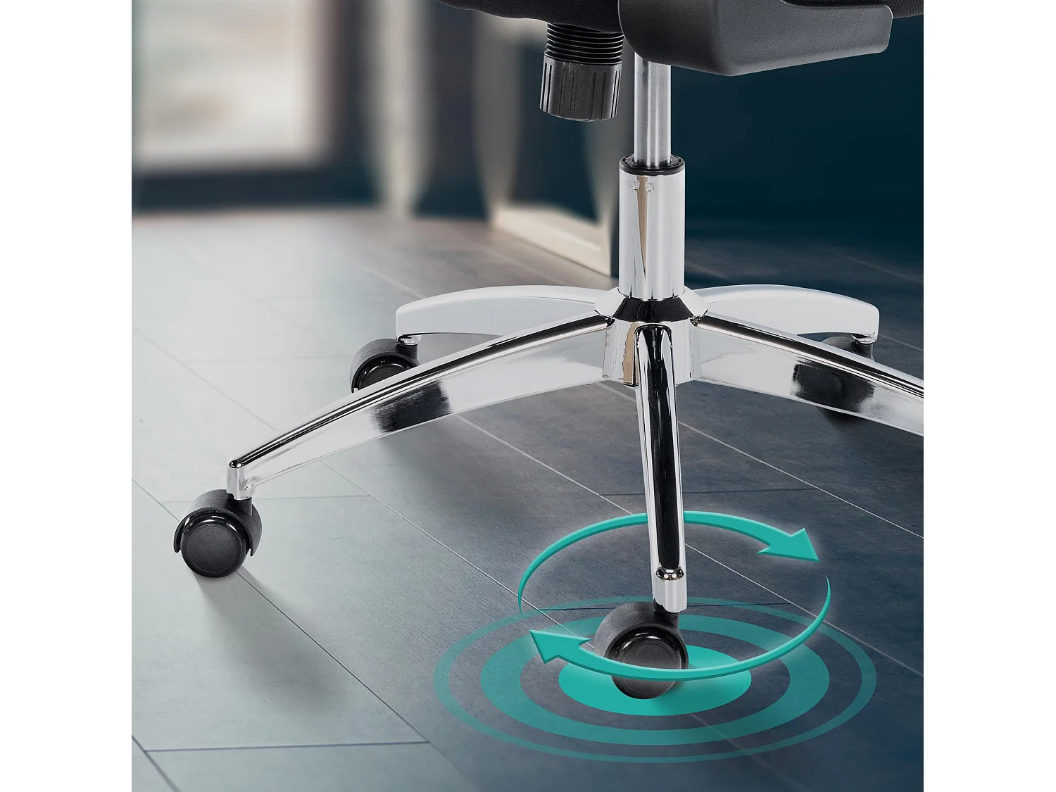 Chaise de bureau - Tissu & Métal chromé - Noir - Overton