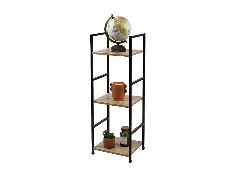 Boekenkast met 3 niveaus uit de HOLBORN collectie - Industriële stijl, eiken en zwart kleur