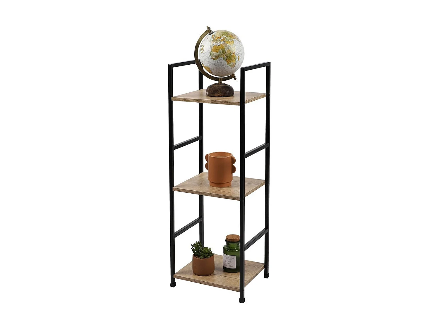 Étagère 3 niveaux collection HOLBORN – Style industriel, coloris chêne et noir