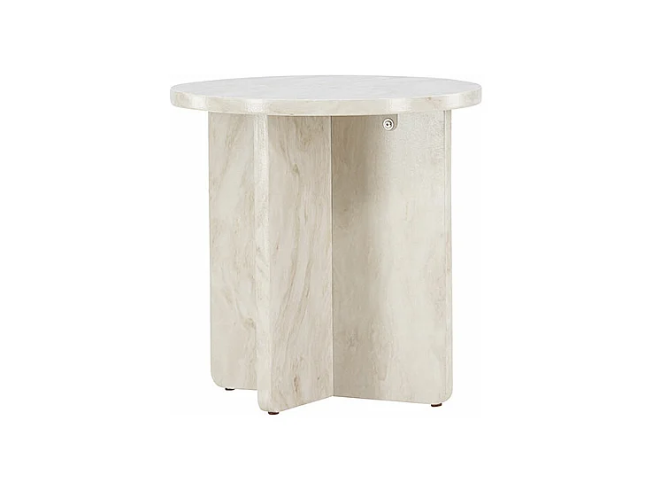 Alesund - Table d'appoint ronde effet marbre ø50cm - Beige