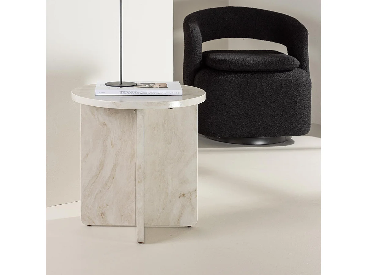 Tavolo ad angolo Ålesund Ø50 cm beige.