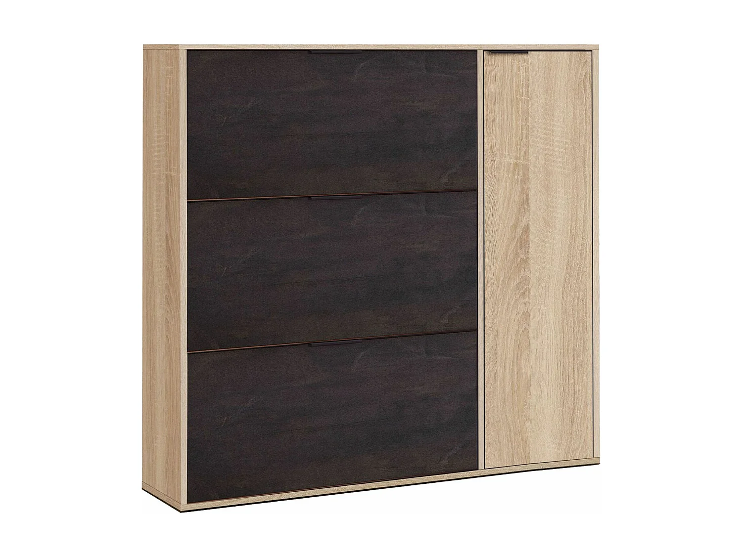 Meuble à chaussures avec 4 portes - Bois foncé et chêne