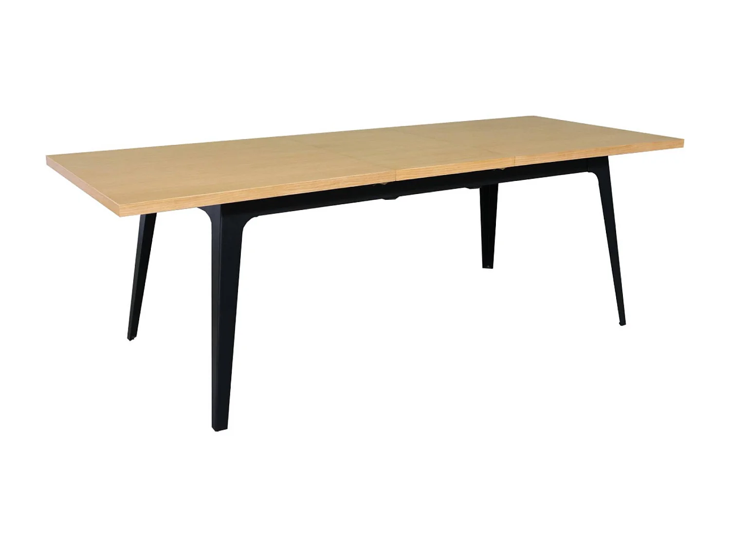 Table à manger extensible rectangulaire 180-230cm. placage chêne et métal. teinte naturelle. L 180/230 x P 90 x H 75cm