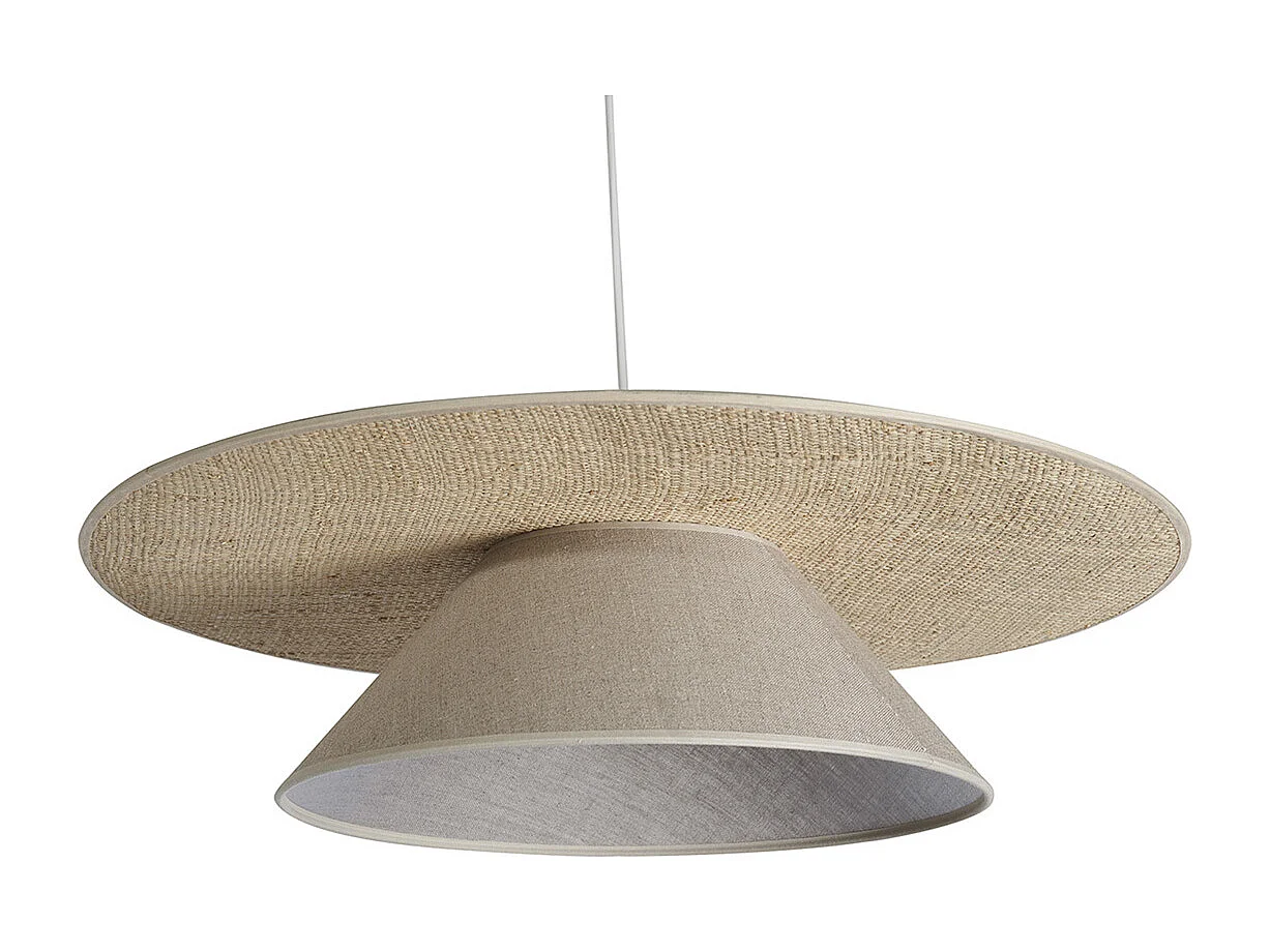 Lámpara de techo de lino beige y rafia natural 55 cm AZAMI
