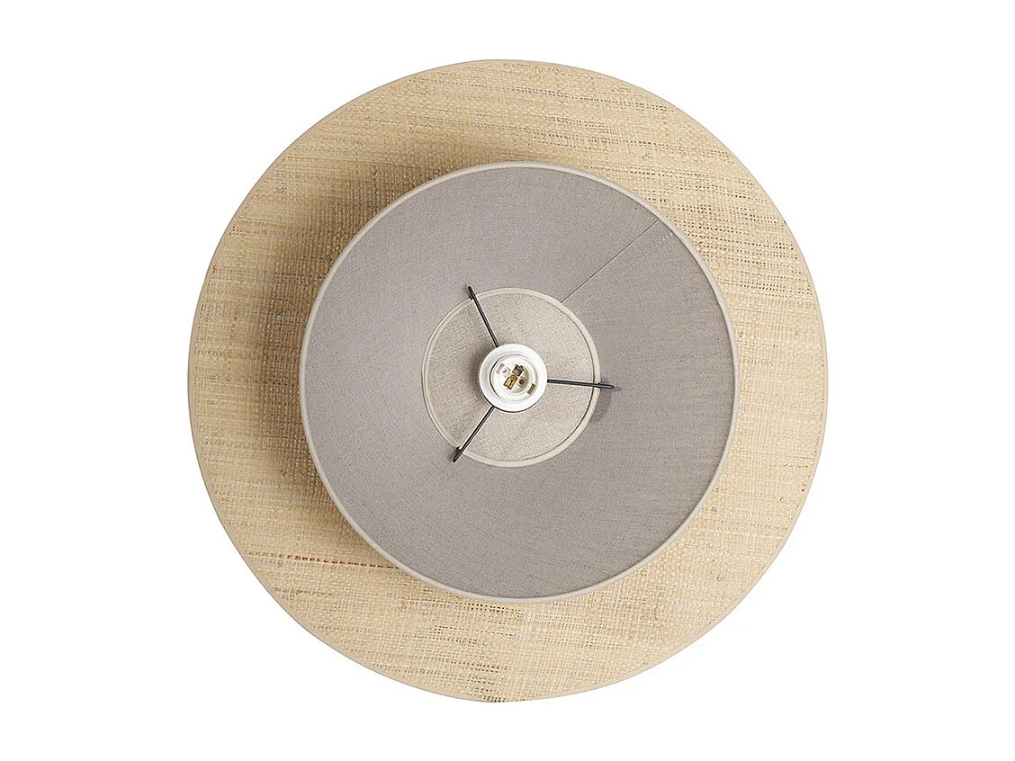 Lámpara de techo de lino beige y rafia natural 55 cm AZAMI